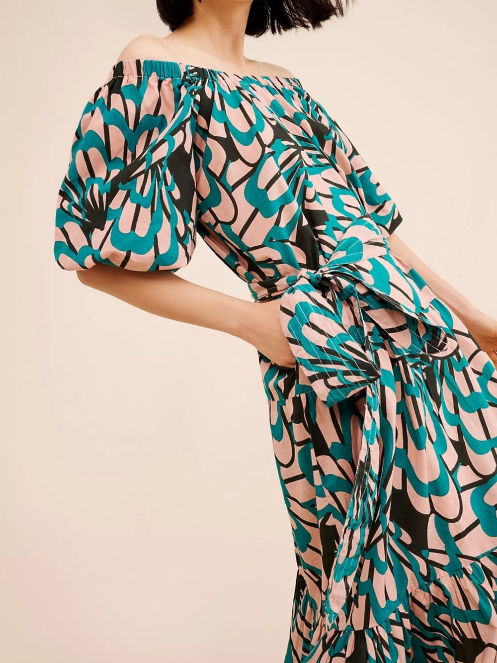 Anthropologie Mirth Capri Tie Abstract Print Cotton Maxi Dress Size Small